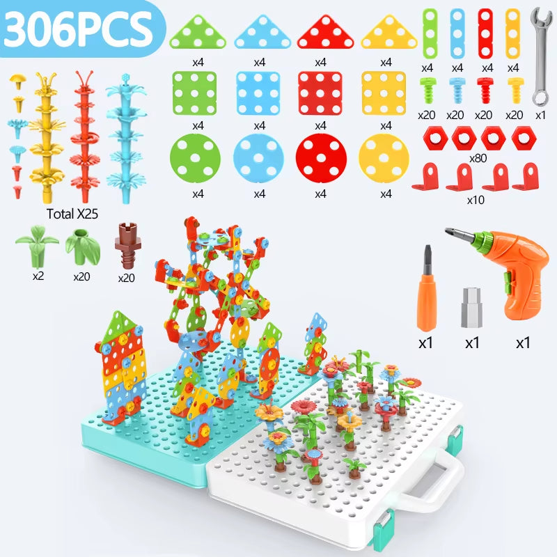 Electric Drill Nut Disassembly Match Tool Toys Children Educational Assembled Blocks Sets Tools for Boys Design Building Toys