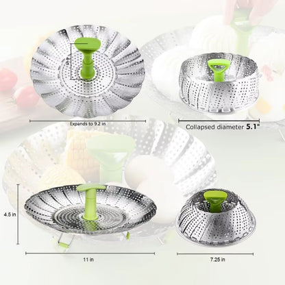 Stainless Steel Lotus Steaming Tray Folding Expandable Food Steamer Vegetable Fruit Basket Mesh Steamer Rack Cooking Cookware