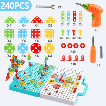 Electric Drill Nut Disassembly Match Tool Toys Children Educational Assembled Blocks Sets Tools for Boys Design Building Toys