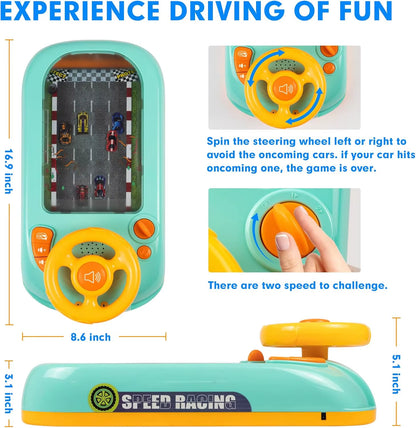 Musical Steering Wheel Toys for Boys 4-6 Toddler Simulated Driving Racing Car Game with Sound Interactive Educational Learning
